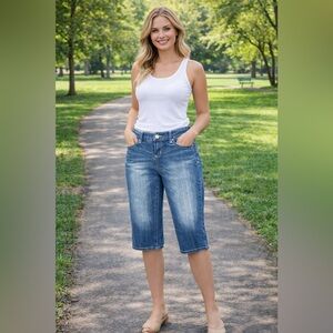 Dark Blue Denim Jeans with Silver Button